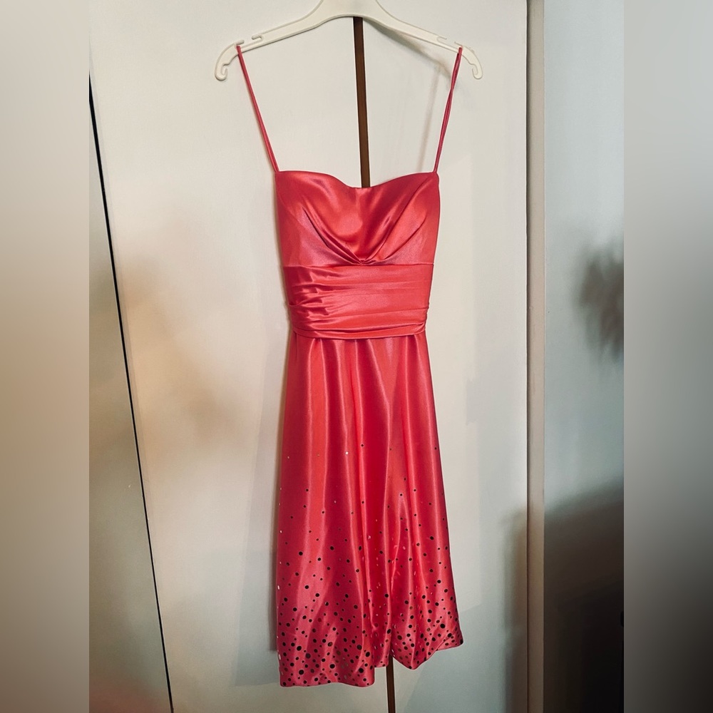 Satin pink prom dress